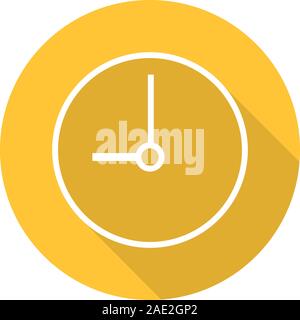 Clock flat linear long shadow icon. Time. Vector line symbol Stock Vector