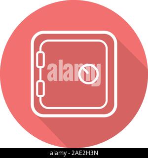 Bank vault flat linear long shadow icon. Safe deposit box. Vector line symbol Stock Vector