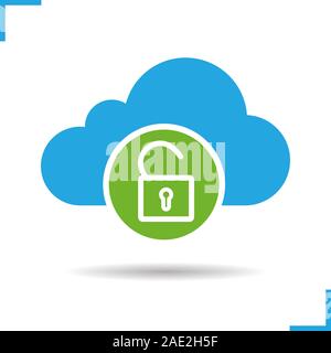 Cloud storage access granted icon. Drop shadow silhouette symbol. Cloud computing. Security. Negative space. Vector isolated illustration Stock Vector