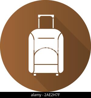 Luggage suitcase on wheels. Flat design long shadow icon. Vector silhouette symbol Stock Vector