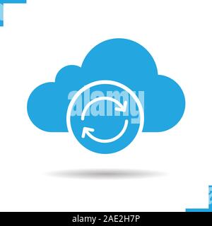 Cloud storage glyph icon. Drop shadow silhouette symbol. Cloud computing reload. Negative space. Vector isolated illustration Stock Vector