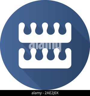 Manicure and pedicure fingers and toes separators. Flat design long shadow icon. Vector silhouette symbol Stock Vector