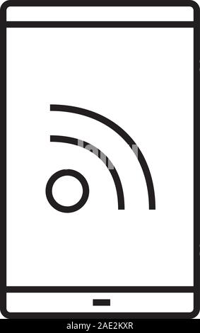 Smartphone rss feed linear icon. Thin line illustration. Contour symbol. Vector isolated outline drawing Stock Vector