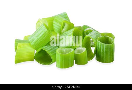 Slice green onion isolated on white clipping path Stock Photo