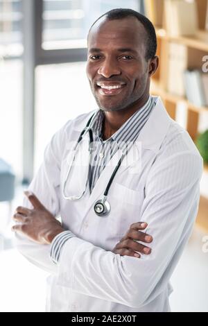 Joyful male person posing on camera Stock Photo