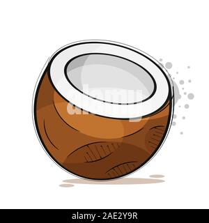 Coconut . Vector On White Background. Suitable For Greeting Card, Poster Or T-shirt Printing. Stock Vector