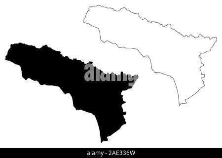 Abkhazia (Republic of Georgia - country, Administrative divisions of Georgia) map vector illustration, scribble sketch Government of the Autonomous Re Stock Vector