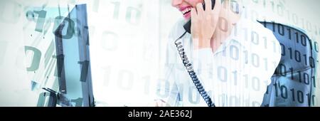 Composite image of binary code on circuit board Stock Photo