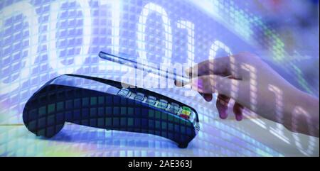 Composite image of binary code on digital screen Stock Photo