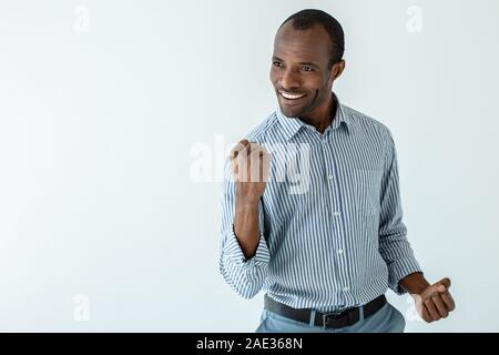 Cheerful afro american man feeling lucky Stock Photo