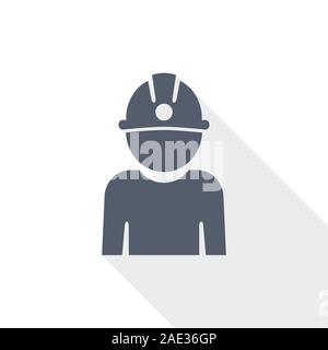 miner icon, worker, job, man, helmet concept flat design vector illustration in eps 10 with empty copy space Stock Vector