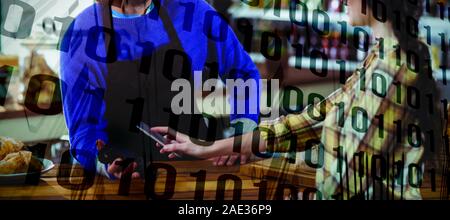 Composite image of binary code on circuit board Stock Photo