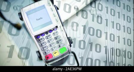Composite image of binary code on circuit board Stock Photo