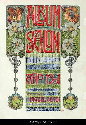 Allegorical depiction of the seasons in Art Nouveau style. Album Salon. 1901. Spain, Catalonia, Barcelona Stock Photo