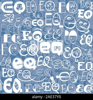 funny seamless pattern in the form of different emotions as a symbol of emotional intelligence, eq Stock Vector