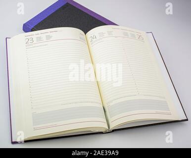 Open agenda to start recording important appointments for the business Stock Photo