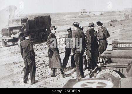 Return after four years of Exile. The general Charles de Gaulle comes, in June 1944, on the land of France. Stock Photo