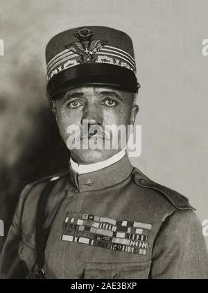 Marshal Pietro Badoglio, 1st Duke of Addis Abeba, 1st Marquess of Sabotino (1871 – 1956), was an Italian general during both World Wars and the first Stock Photo