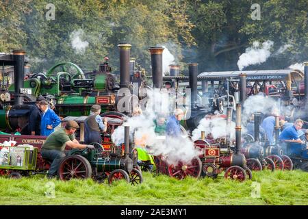 Vintage Steam and traction  engines on display at the Malpas yesteryear steam rally Cheshire England Stock Photo