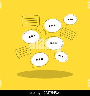 Social Media Flat Concept with Speech Bubles Messages Vector Illustration Stock Vector