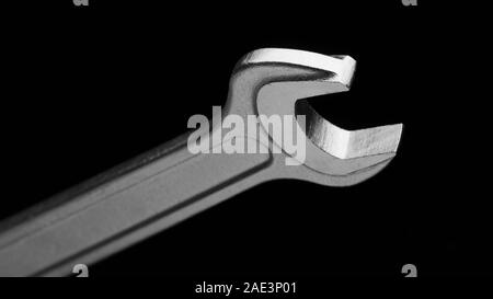 Stainless Steel wrenches on black background close up Stock Photo