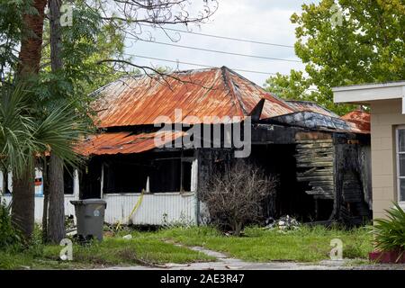 burned out fire damaged home in florida usa Stock Photo