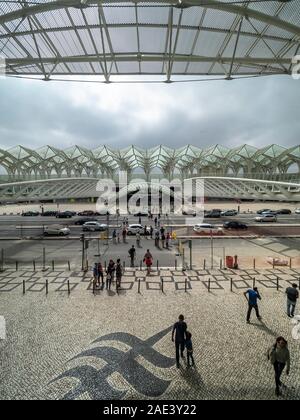 Railway station Gare do Oriente, architect Santiago Calatrava, Lisbon, Portugal Stock Photo