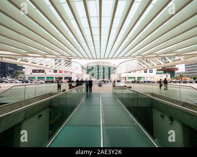 Railway station Gare do Oriente, architect Santiago Calatrava, Lisbon, Portugal Stock Photo