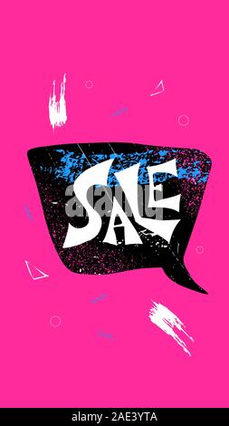Sale card for social networks text with speech bubble. Hand drawn word for advertising. Promotion banner template for social media. Vector illusatrtio Stock Vector