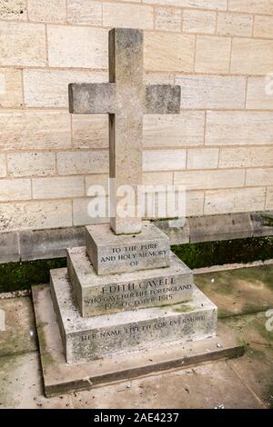 Edith Cavell grave at the Cathedral, Norwich, Norfolk, England, UK Stock Photo