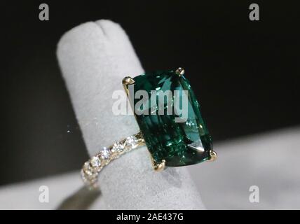 New York, USA. 06th Dec, 2019. An emerald and diamond ring is on display at a press preview for Christie's Luxury Week New York on Friday, December 06, 2019 in New York City. Photo by John Angelillo/UPI Credit: UPI/Alamy Live News Stock Photo