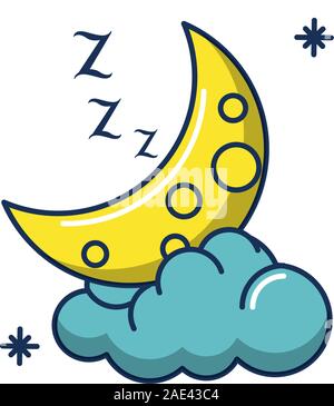 sleep cloud half moon line and fill image vector illustration Stock Vector