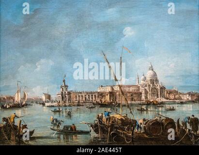 View of the Dogana and Santa Maria della Salute by Francesco Guardi (1712-1793), oil on canvas, 1767-69 Stock Photo