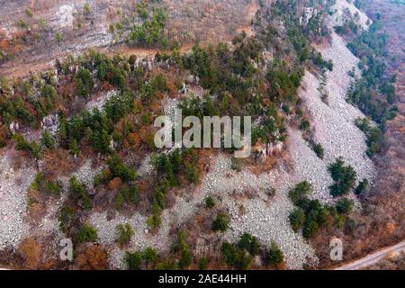 Aerial photograph of Devil's Lake State Park, near Baraboo, Sauk County, Wisconsin, USA. Stock Photo