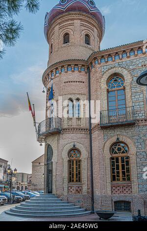 Town hall tower of the town of Mora in the province of Toledo. Castilla la Mancha community. Spain. Stock Photo