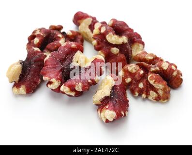 red walnuts isolated on white background Stock Photo