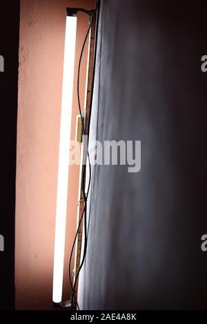 Fluorescent lights in the houses Stock Photo