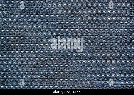 The texture of the fabric. Blue checkered fabric with fleecy threads. Copy space. Stock Photo
