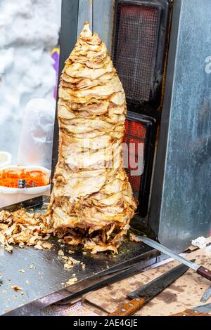 Shawarma is one of the most popular fast food dish in Middle Eastern Countries Stock Photo