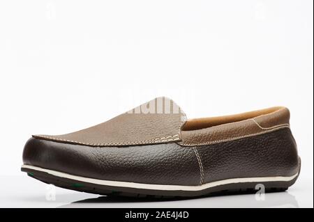 Dark brown loafer shoe isolated on white background Stock Photo