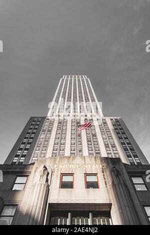 New York, December, 2017, Empire State Building from below Stock Photo