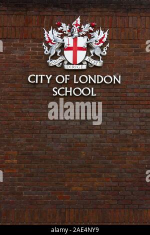 London The Coat of arms for the city of London corporation used on the building for the City of London School - September 05 2019: , London September Stock Photo