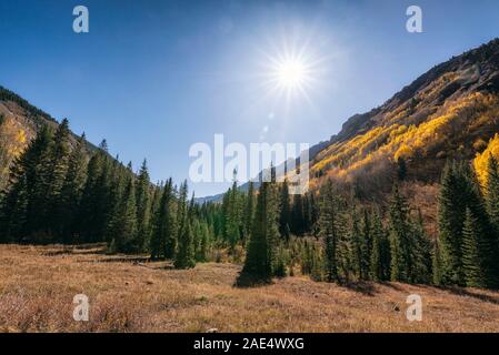 Fall Landscape in the Maroon Bells-Snowmass Wilderness Stock Photo