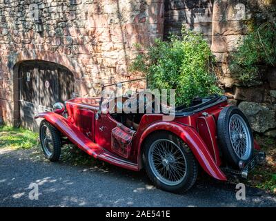 Vintage English Sports Car in France Stock Photo