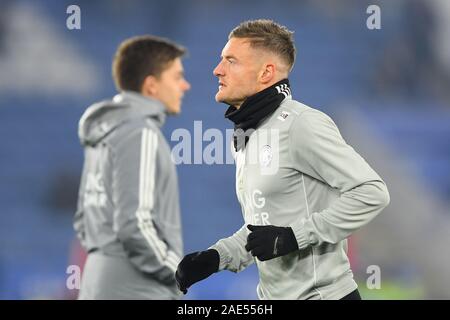 4th December 2019, King Power Stadium, Leicester, England; Premier League, Leicester City v Watford : Jamie Vardy (9) of Leicester City warms up  Credit: Jon Hobley/News Images Stock Photo