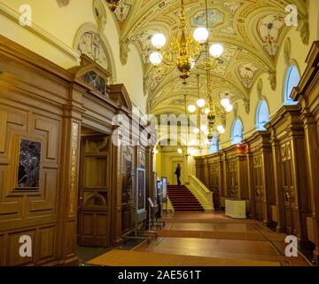 Inside foyer of Semperoper Dresden opera house and concert hall in Theaterplatz  Dresden Saxony Germany. Stock Photo