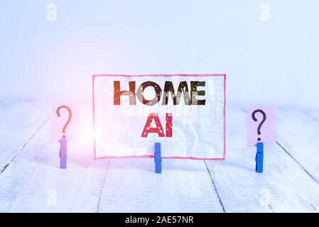 Handwriting text Home Ai. Conceptual photo home solution that enables automating the bulk of electronic Scribbled and crumbling sheet with paper clips Stock Photo