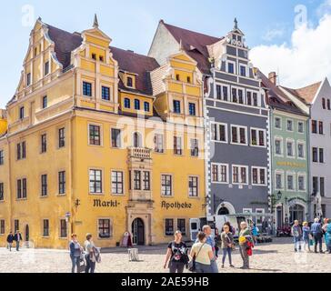 Tourists in Markt Platz and the Rathaus Town Hall Meissen Saxony Germany Stock Photo