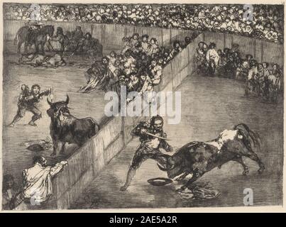 Bullfight in a Divided Ring; 1825date Francisco de Goya, Bullfight in a Divided Ring, 1825 Stock Photo