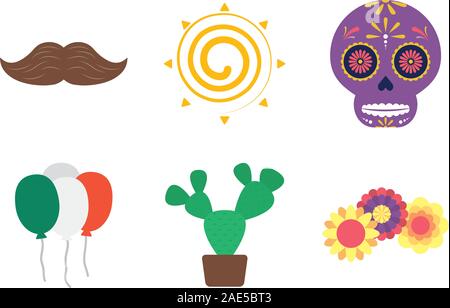 bundle of mexican set icons Stock Vector